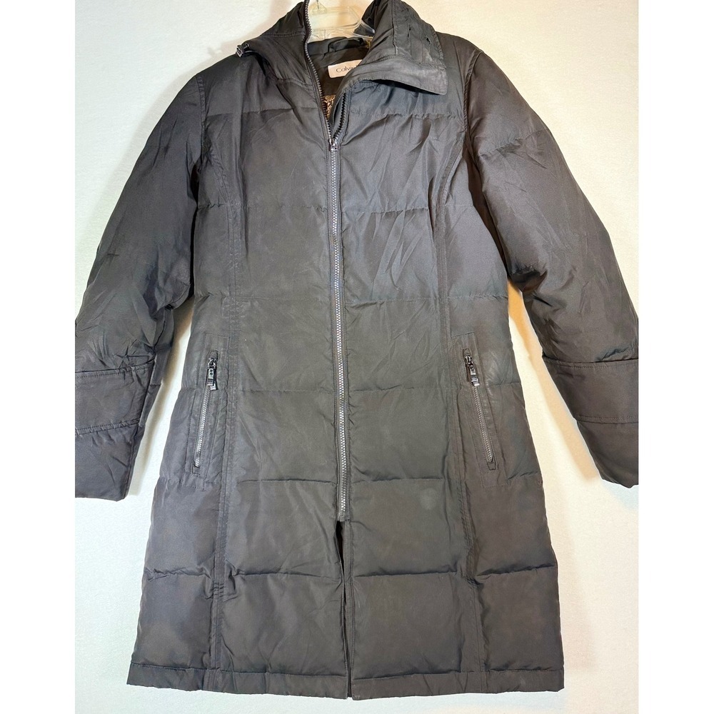 Calvin Klein Women's Puffer Coat Longline Winter Jacket Black Small